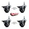 Service Caster 3 Inch Black Polyurethane 12 Inch Threaded Stem Caster Set with Brake SCC-TS20S314-PPUB-BLK-PLB-121315-4 - alternate 4